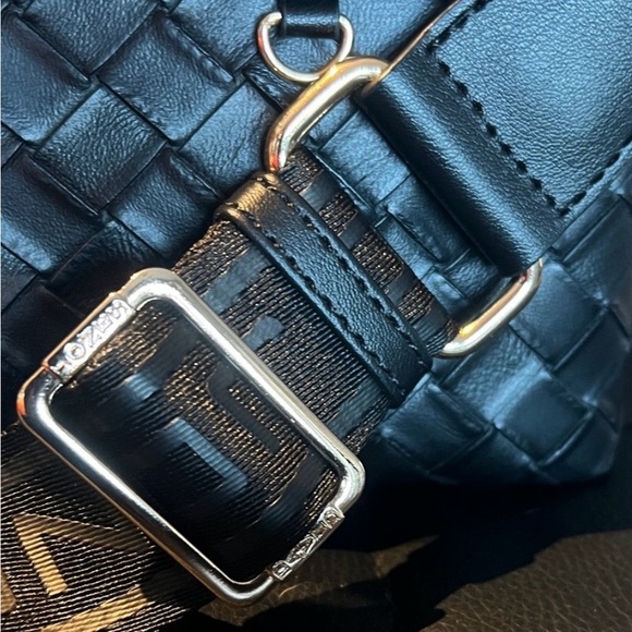 David Jones Black Woven Satchel Bag with Adjustable Strap - Picture 4 of 5